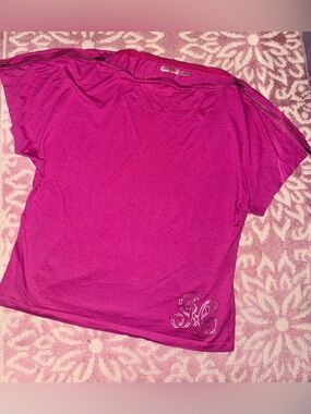 Juicy Couture Pink Zip Neck Short Sleeve Top Size Medium Y2K